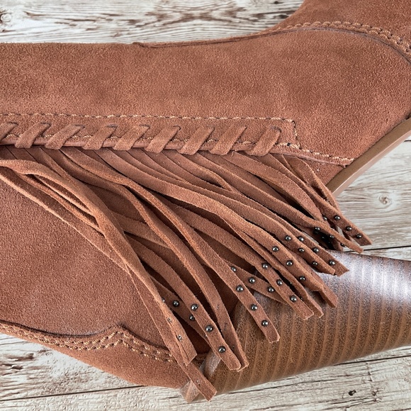 Coach Westyn Saddle Suede Fringe Western Boho short booties 8.5 - Picture 9 of 12